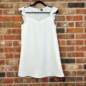 SHEIN White Ruffle Sleeveless Dress Swiss Dot Womens XS